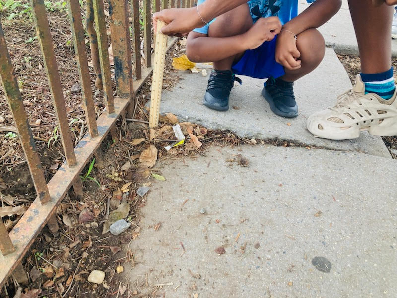 Neighbors walking and auditing sidewalks